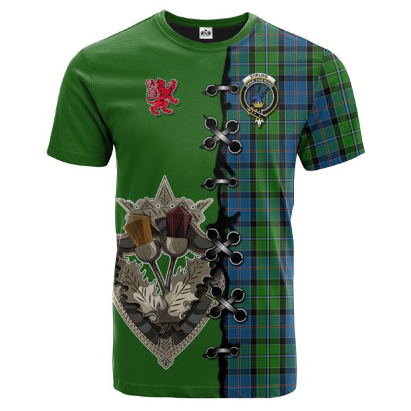 Stirling Tartan T-shirt - Lion Rampant And Celtic Thistle Style Fashion