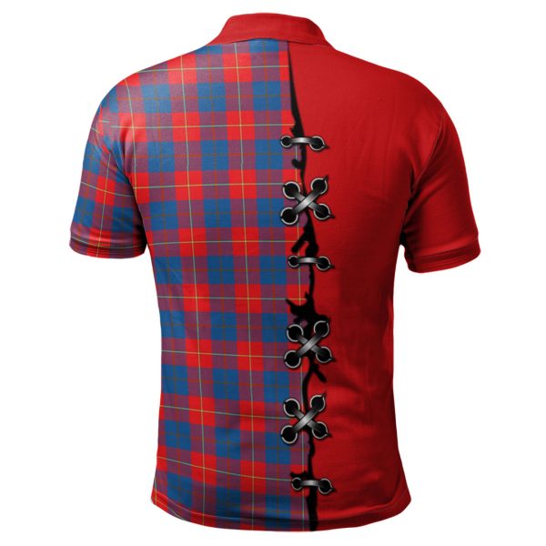 Galloway Red Tartan Polo Shirt - Lion Rampant And Celtic Thistle Style Sale - Image 2