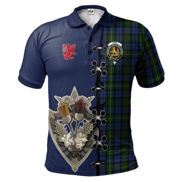 Gow Hunting Tartan Polo Shirt - Lion Rampant And Celtic Thistle Style Online Sale