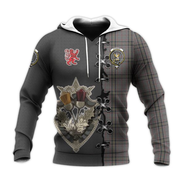Stewart Grey Tartan Hoodie - Lion Rampant And Celtic Thistle Style Online now - Image 2