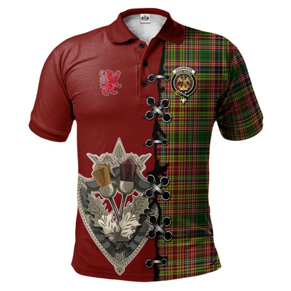 Drummond of Strathallan Tartan Polo Shirt - Lion Rampant And Celtic Thistle Style For Cheap