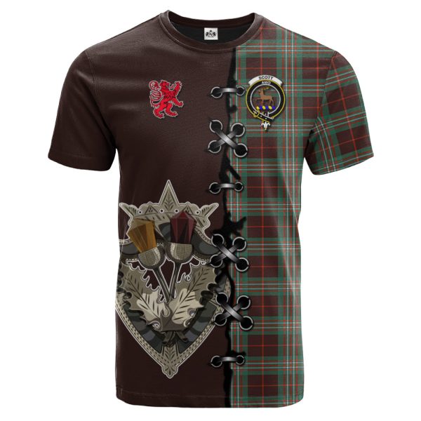 Scott Brown Ancient Tartan T-shirt - Lion Rampant And Celtic Thistle Style Cheap