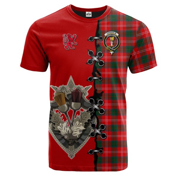 Chisholm Modern Tartan T-shirt - Lion Rampant And Celtic Thistle Style Hot on Sale