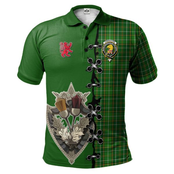 Forrester or Foster Hunting Tartan Polo Shirt - Lion Rampant And Celtic Thistle Style Fashion