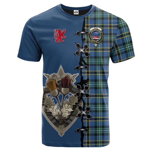 Weir Ancient Tartan T-shirt - Lion Rampant And Celtic Thistle Style Sale