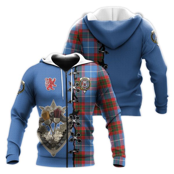 Spalding Tartan Hoodie - Lion Rampant And Celtic Thistle Style on Sale
