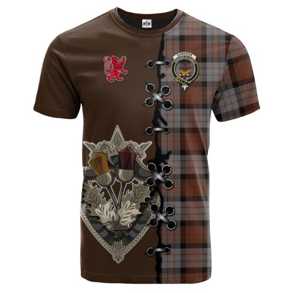 Cameron of Erracht Weathered Tartan T-shirt - Lion Rampant And Celtic Thistle Style For Cheap