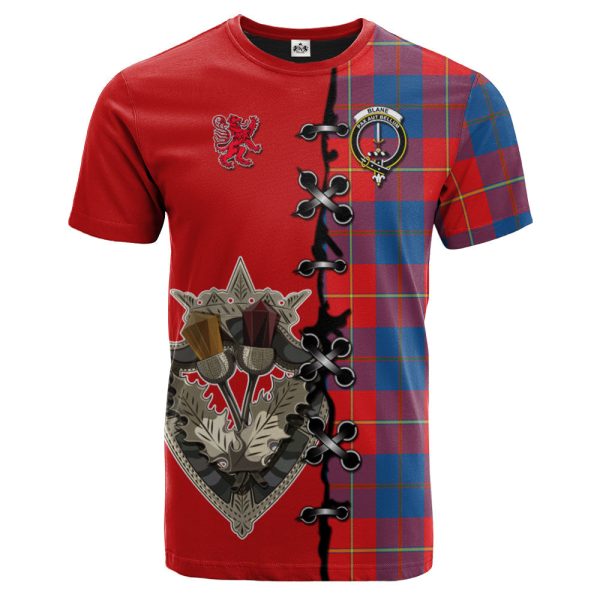 Blane Tartan T-shirt - Lion Rampant And Celtic Thistle Style Hot on Sale