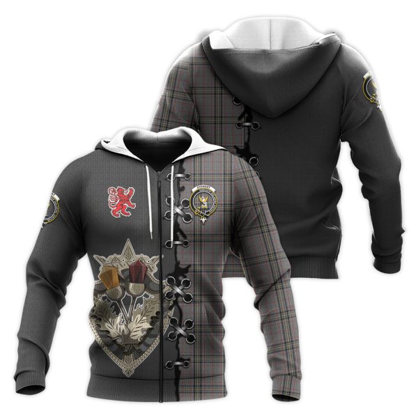 Stewart Grey Tartan Hoodie - Lion Rampant And Celtic Thistle Style Online now