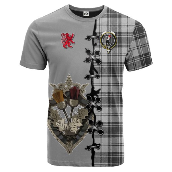 Glen Tartan T-shirt - Lion Rampant And Celtic Thistle Style Cheap
