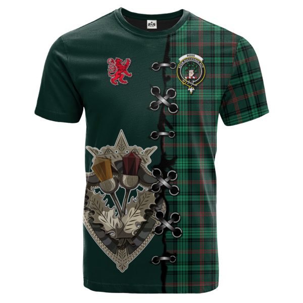 Ross Hunting Modern Tartan T-shirt - Lion Rampant And Celtic Thistle Style Online