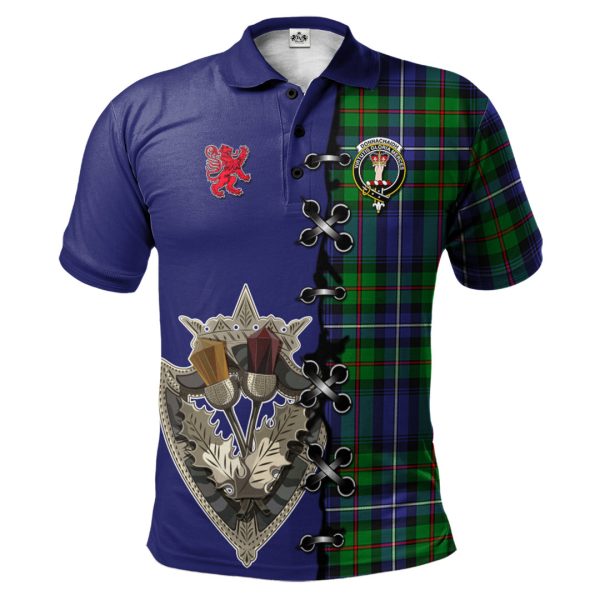 Donnachaidh Tartan Polo Shirt - Lion Rampant And Celtic Thistle Style For Discount