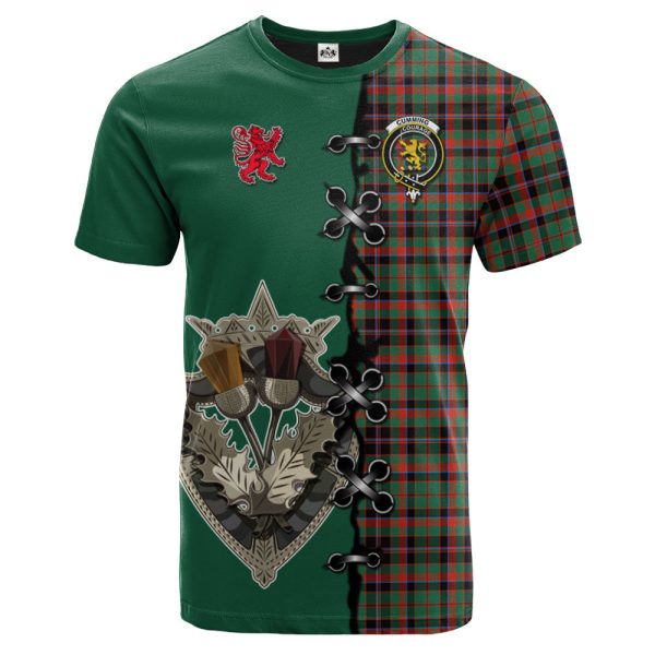Cumming Hunting Ancient Tartan T-shirt - Lion Rampant And Celtic Thistle Style on Sale