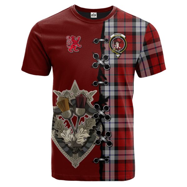 Brodie Dress Tartan T-shirt - Lion Rampant And Celtic Thistle Style Hot on Sale