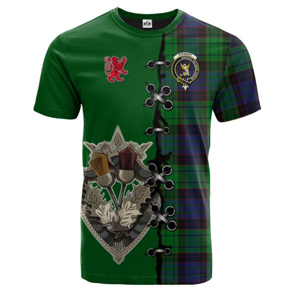 Stewart Old Modern Tartan T-shirt - Lion Rampant And Celtic Thistle Style Online Hot Sale