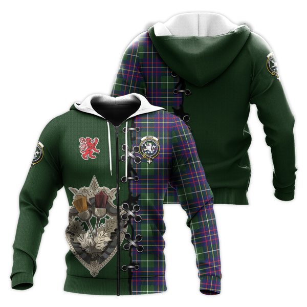 Inglis Modern Tartan Hoodie - Lion Rampant And Celtic Thistle Style Online now