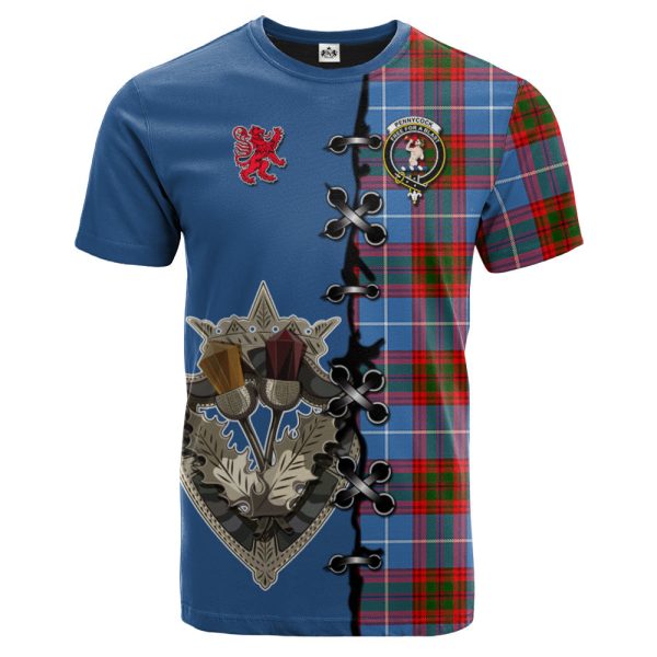 Pennycook Tartan T-shirt - Lion Rampant And Celtic Thistle Style For Discount