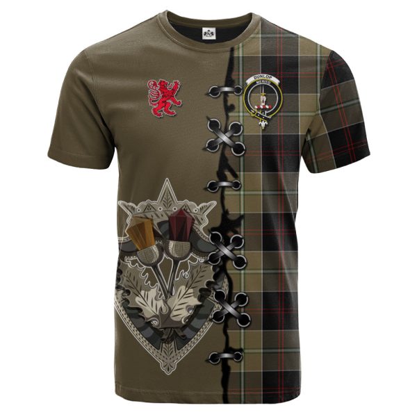 Dunlop Hunting Tartan T-shirt - Lion Rampant And Celtic Thistle Style Online