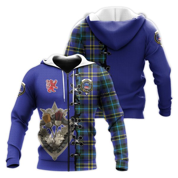 Weir Modern Tartan Hoodie - Lion Rampant And Celtic Thistle Style Online Sale