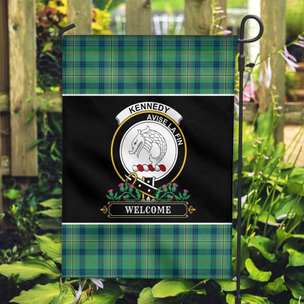 Kennedy Ancient Tartan Crest Garden Flag - Welcome Style on Sale