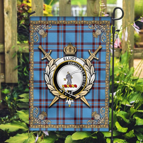 Elliot Ancient Tartan Crest Garden Flag - Celtic Thistle Style Online now - Image 2