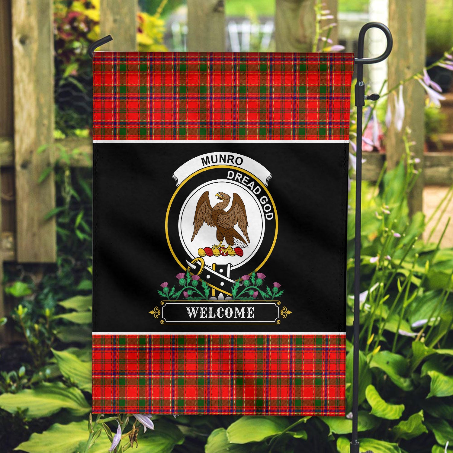 Munro Modern Tartan Crest Garden Flag – Welcome Style Online