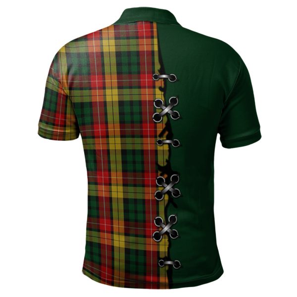 Buchanan Tartan Polo Shirt - Lion Rampant And Celtic Thistle Style For Sale - Image 2