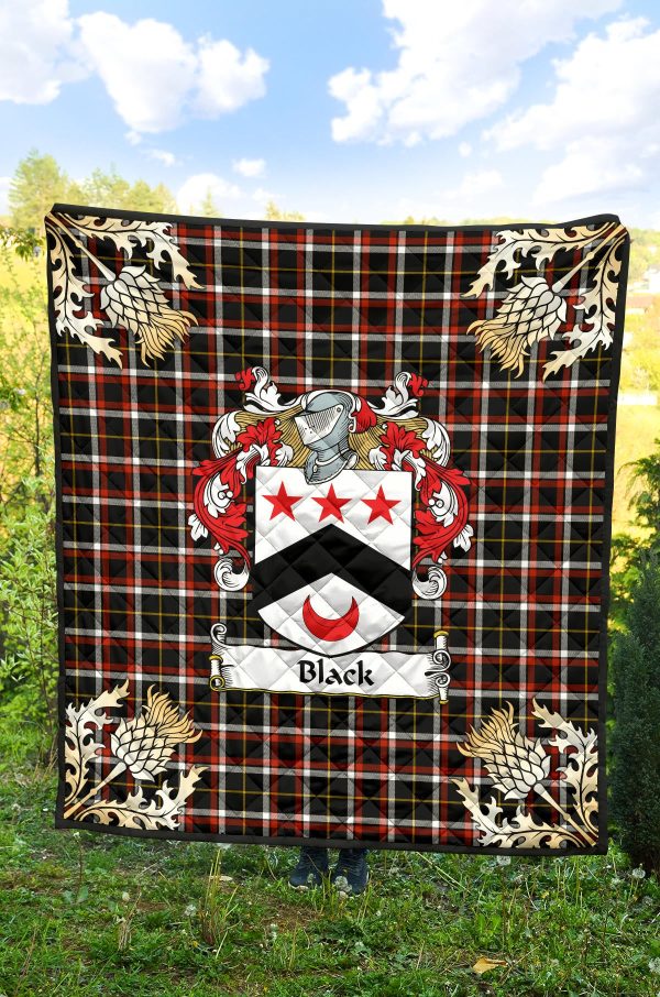 Black Tartan Crest Premium Quilt - Gold Thistle Style SP For Cheap - Image 4
