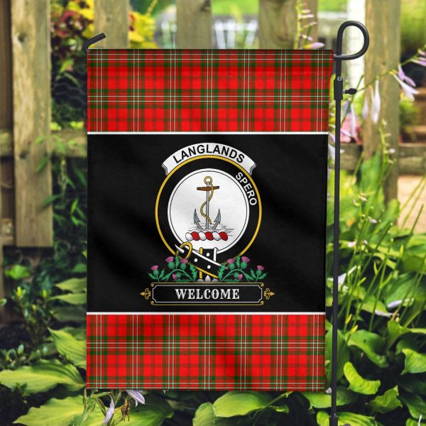 Langlands Tartan Crest Garden Flag - Welcome Style For Sale