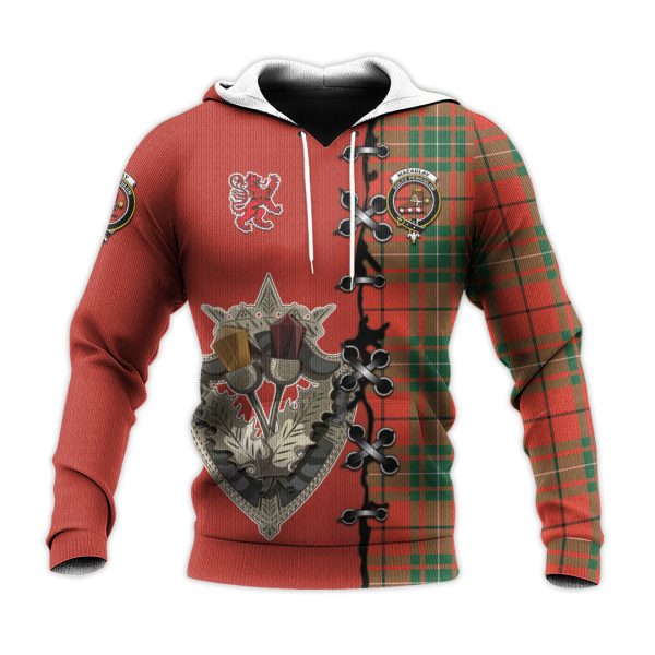 MacAulay Ancient Tartan Hoodie - Lion Rampant And Celtic Thistle Style Cheap - Image 2