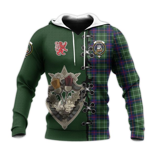 Duncan Modern Tartan Hoodie - Lion Rampant And Celtic Thistle Style Online Sale - Image 2