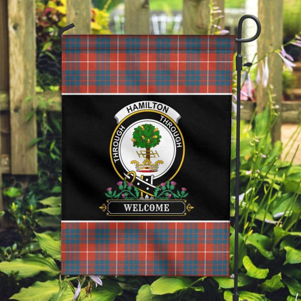 Hamilton Ancient Tartan Crest Garden Flag - Welcome Style Supply