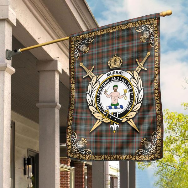 Murray of Atholl Weathered Tartan Crest Garden Flag - Celtic Thistle Style Online