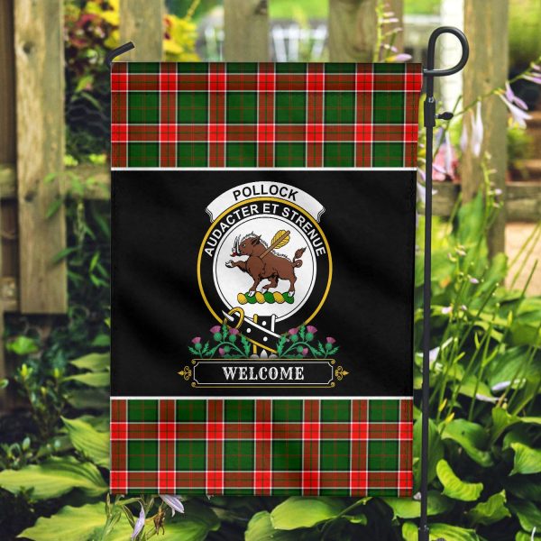 Pollock Tartan Crest Garden Flag - Welcome Style For Discount