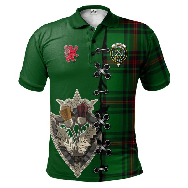 Kinnear Tartan Polo Shirt - Lion Rampant And Celtic Thistle Style Sale