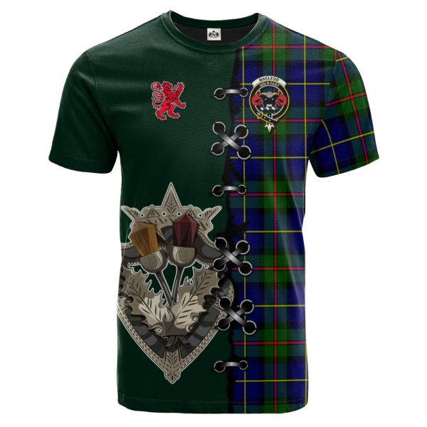 MacLeod of Harris Modern Tartan T-shirt - Lion Rampant And Celtic Thistle Style Hot on Sale