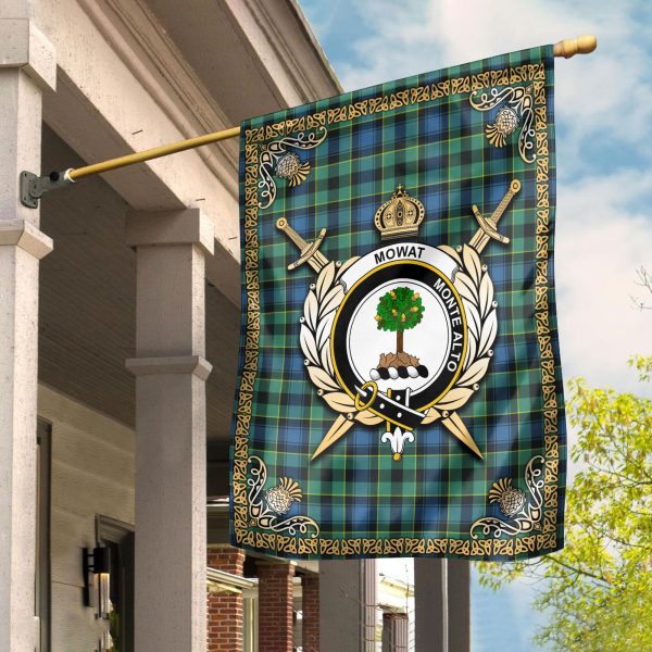 Mowat Ancient Tartan Crest Garden Flag - Celtic Thistle Style Fashion