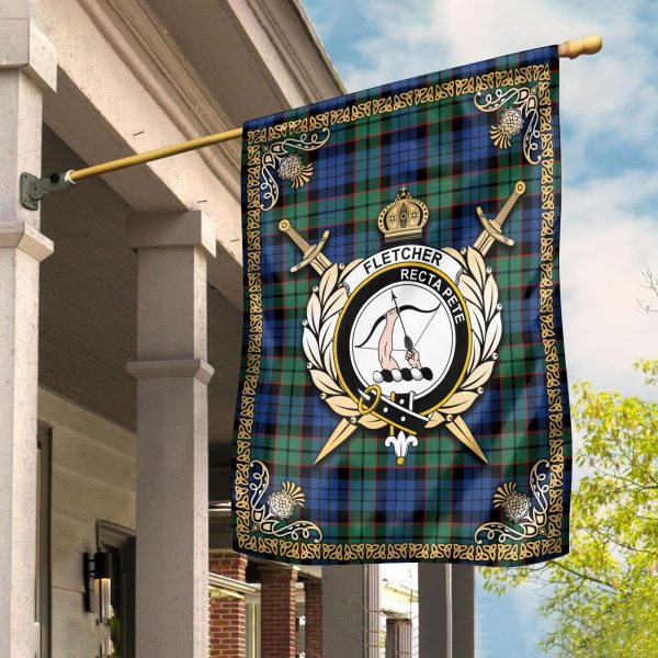 Fletcher Ancient Tartan Crest Garden Flag - Celtic Thistle Style Discount