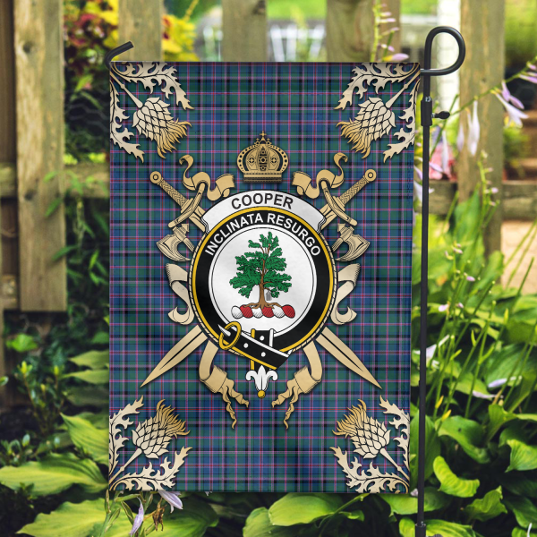 Cooper Ancient Tartan Crest 2 Garden Flag - Gold Thistle Style Online now
