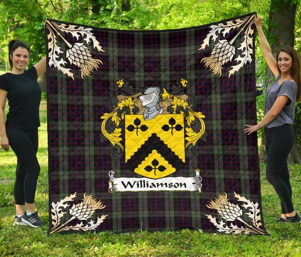 Williamson Tartan Crest Premium Quilt - Gold Thistle Style SP Sale - Image 4