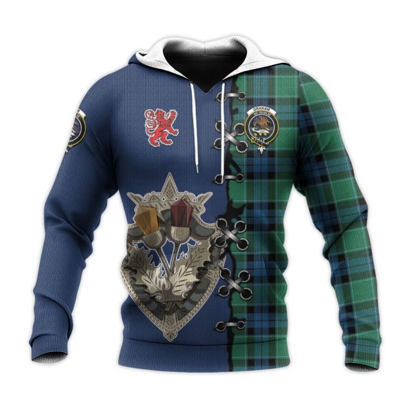 Graham of Menteith Ancient Tartan Hoodie - Lion Rampant And Celtic Thistle Style Discount - Image 2