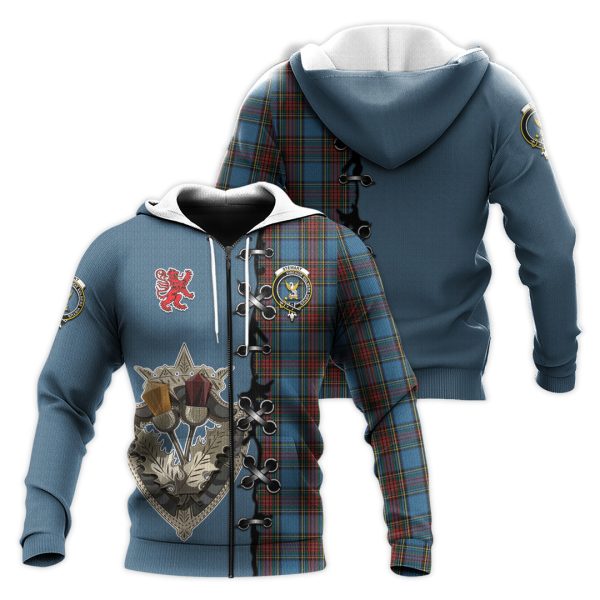 Stewart Royal Blue Tartan Hoodie - Lion Rampant And Celtic Thistle Style For Cheap