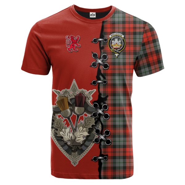 MacLachlan Weathered Tartan T-shirt - Lion Rampant And Celtic Thistle Style Cheap