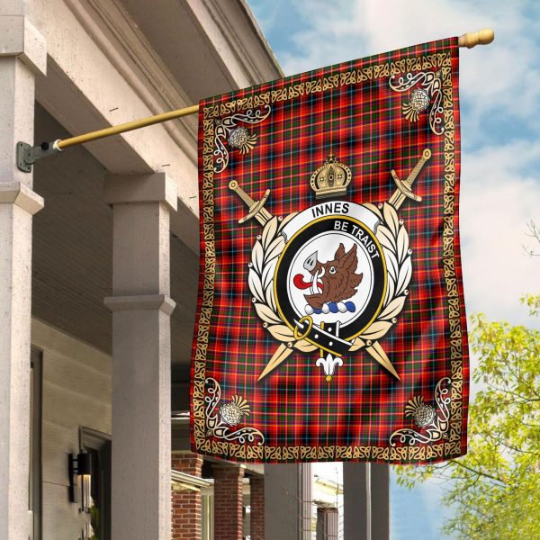 Innes Modern Tartan Crest Garden Flag - Celtic Thistle Style Fashion
