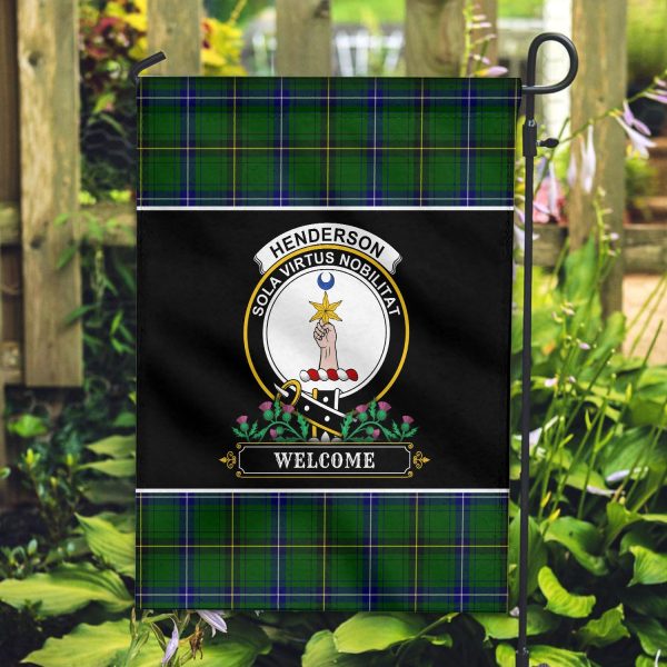 Henderson Modern Tartan Crest Garden Flag - Welcome Style Online Sale
