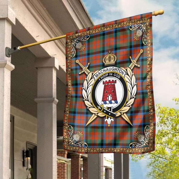 MacNaughton Ancient Tartan Crest Garden Flag - Celtic Thistle Style For Cheap