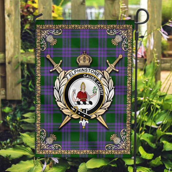 Elphinstone Tartan Crest Garden Flag - Celtic Thistle Style For Discount - Image 2