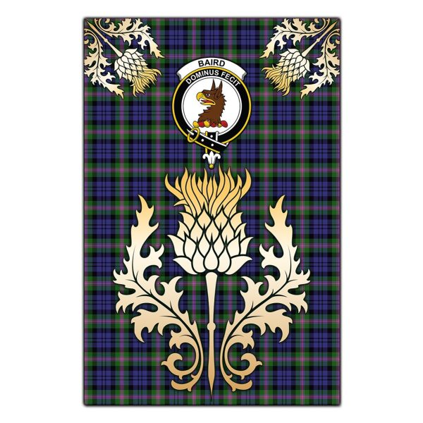 Baird Modern Tartan Crest Black Garden Flag - Gold Thistle Style Ver 1 Cheap