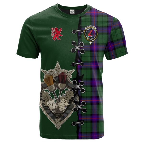 Armstrong Modern Tartan T-shirt - Lion Rampant And Celtic Thistle Style Online Sale