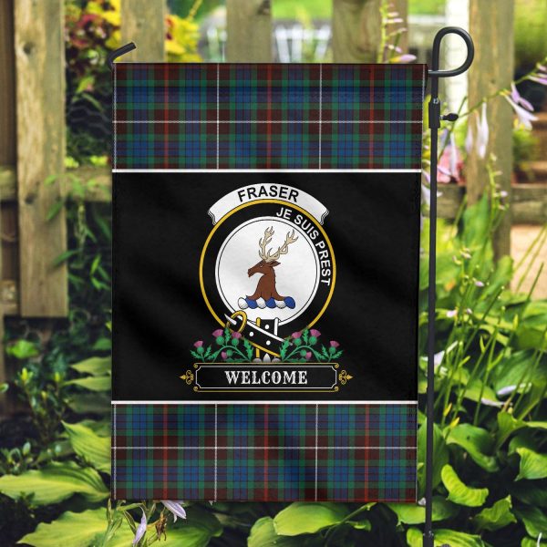 Fraser (of Lovat) Hunting Ancient Tartan Crest Garden Flag - Welcome Style Hot on Sale